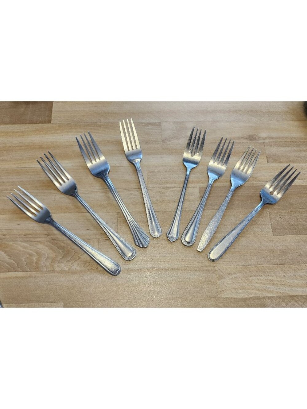 8- Mismatched Stainless Steel Forks- Dinner & Salad Various Designs